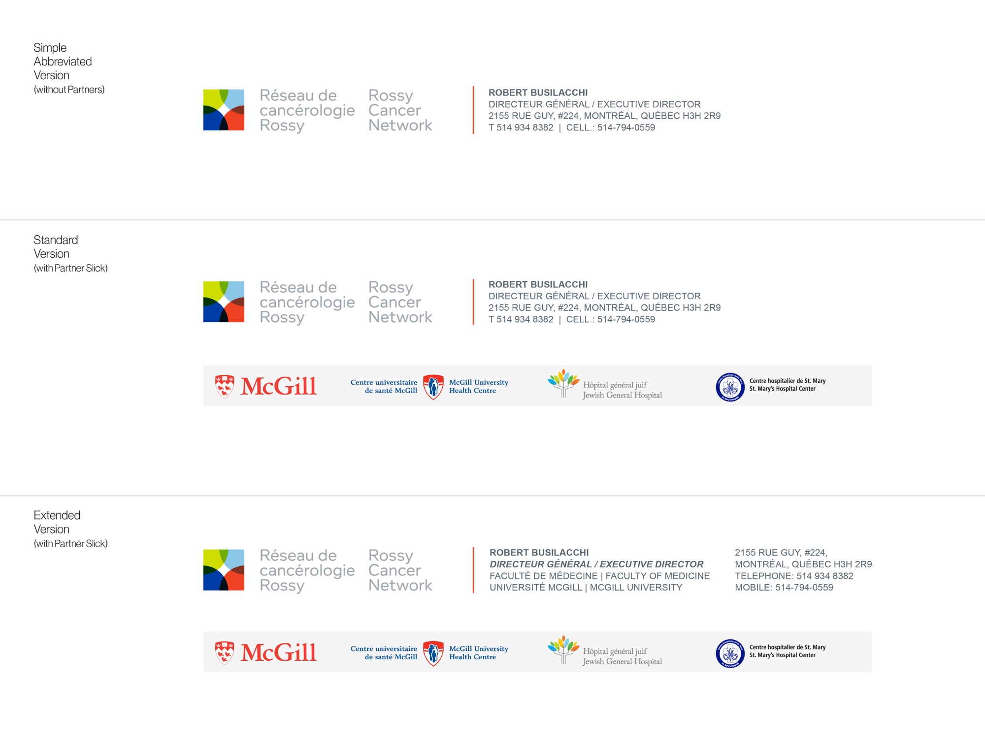 Rossy Cancer Network document templates