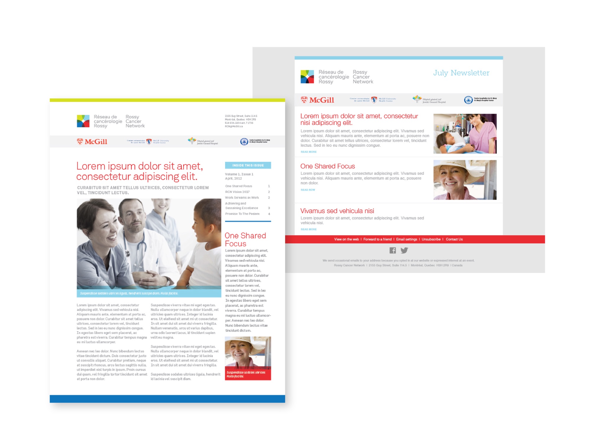 Rossy Cancer Network newsletter templates