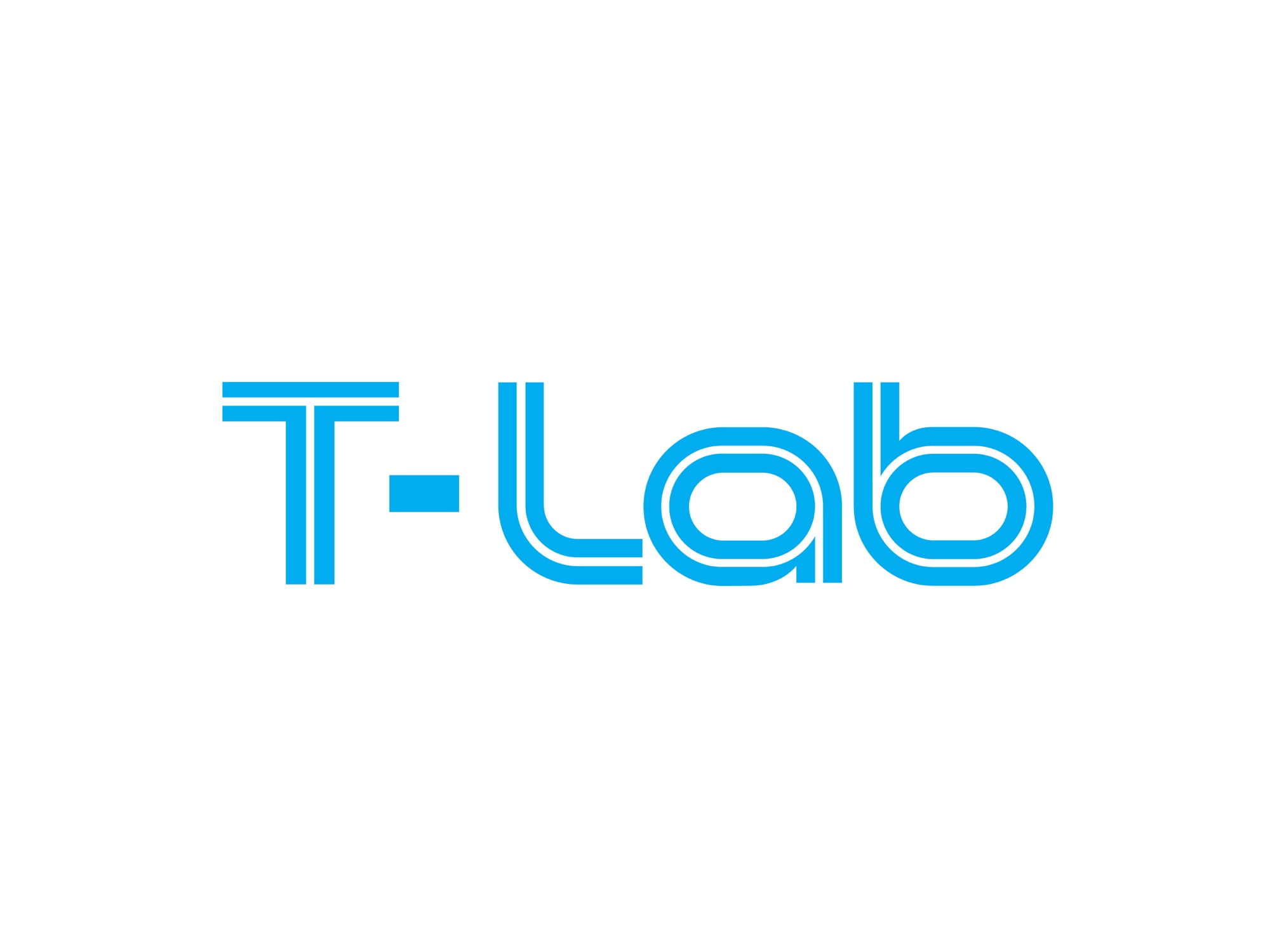 The final T-Lab logotype in blue on white