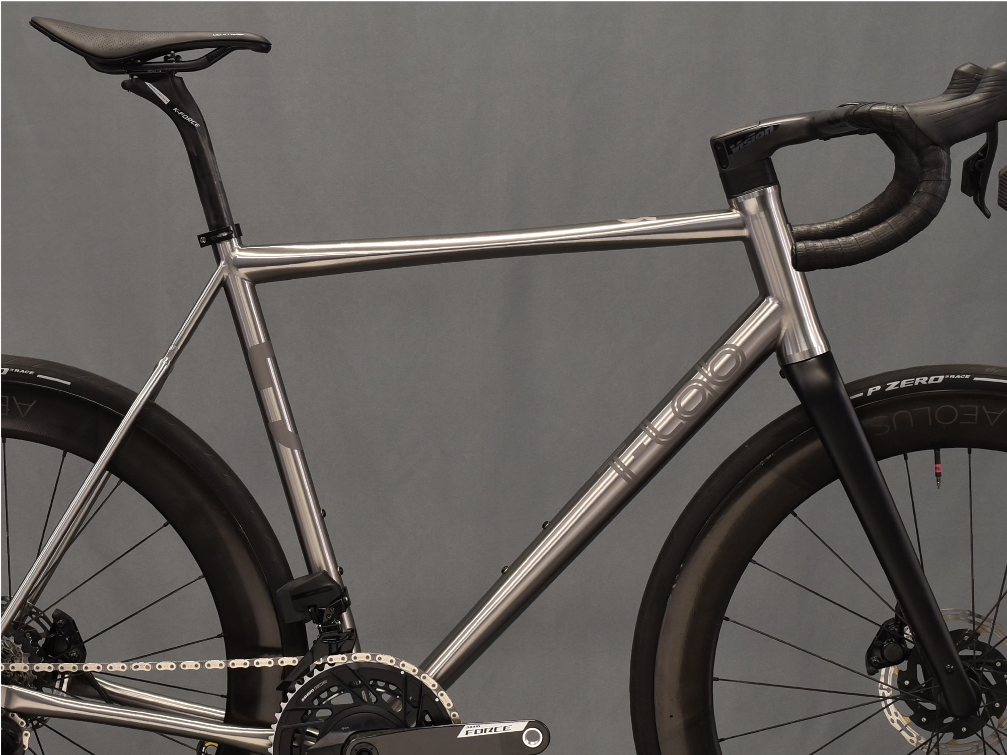 T-Lab titanium gravel bike photographed in studio